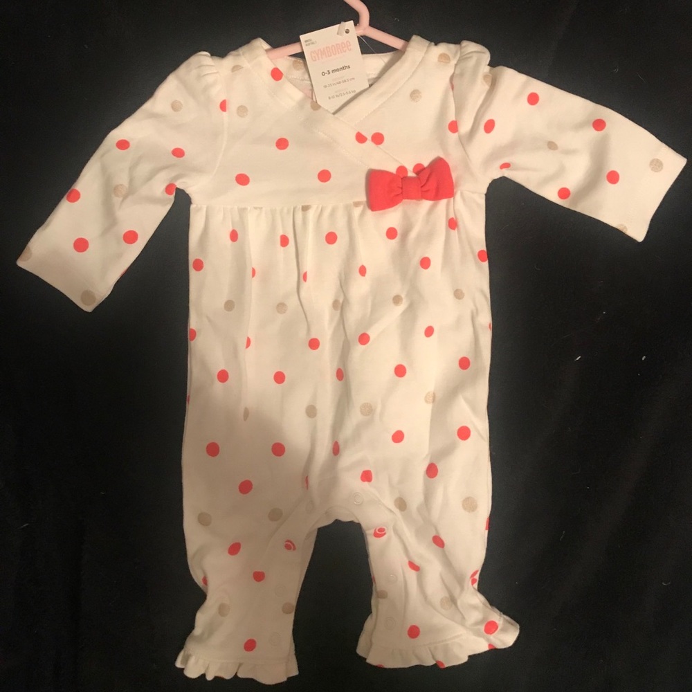0-3mo red&gold polka dot outfit Gymboree 🍭